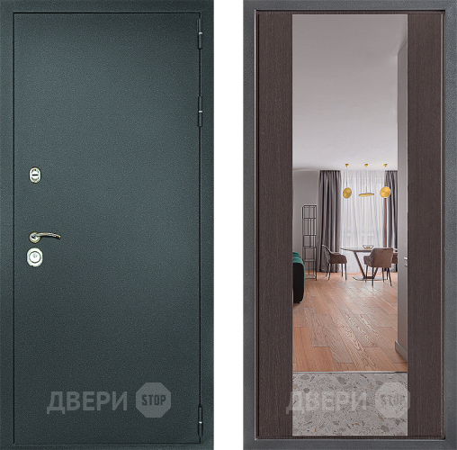 Дверь Дверной континент Рубикон Серебро Дизайн ФЛЗ-1 Зеркало Венге в Апрелевке