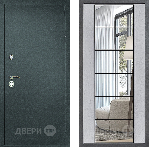 Входная металлическая Дверь Дверной континент Рубикон Серебро Дизайн ФЛЗ-2 Зеркало Бетон светлый в Апрелевке