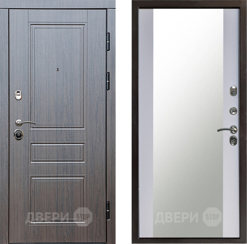Входная металлическая Дверь Престиж Классика Венге Зеркало Белый софт в Апрелевке