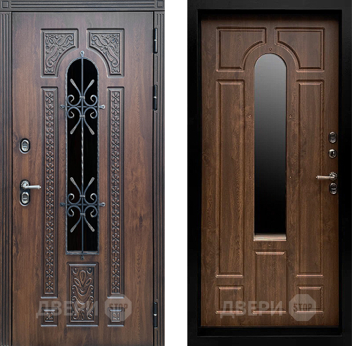 Входная металлическая Дверь Престиж TERMO с терморазрывом Лацио Дуб с окном и ковкой Дуб в Апрелевке