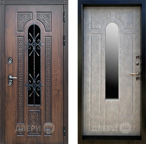 Дверь Престиж TERMO с терморазрывом Лацио Дуб с окном и ковкой Бетон светлый в Апрелевке