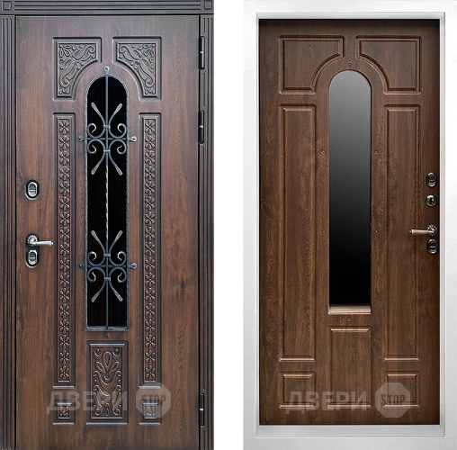 Входная металлическая Дверь Престиж TERMO с терморазрывом Лацио Дуб White с окном и ковкой Дуб в Апрелевке