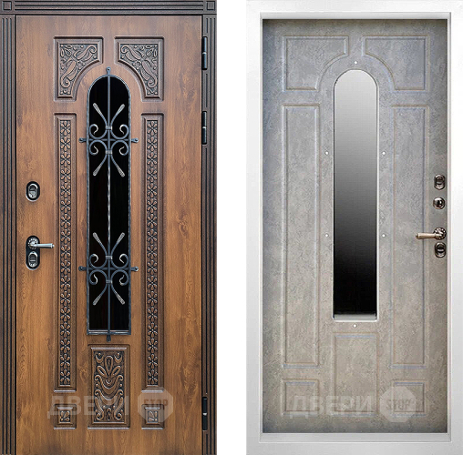 Дверь Престиж TERMO с терморазрывом Лацио Орех White с окном и ковкой Бетон светлый в Апрелевке