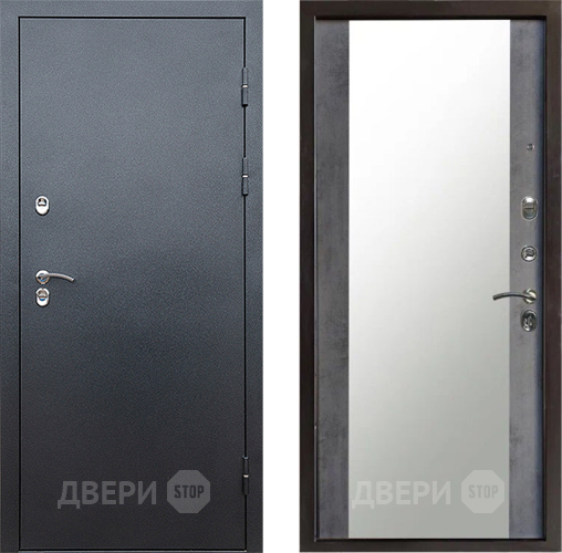 Входная металлическая Дверь Престиж TERMO с терморазрывом Снегирь Серебро Зеркало Бетон темный в Апрелевке