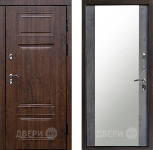 Входная металлическая Дверь Престиж TERMO с терморазрывом Премиум Орех Зеркало Бетон темный в Апрелевке