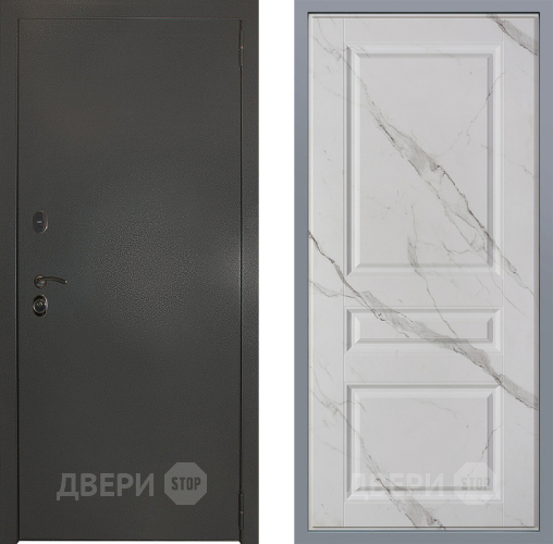 Дверь Заводские двери Эталон 3к антик серебро Стокгольм Мрамор белый в Апрелевке