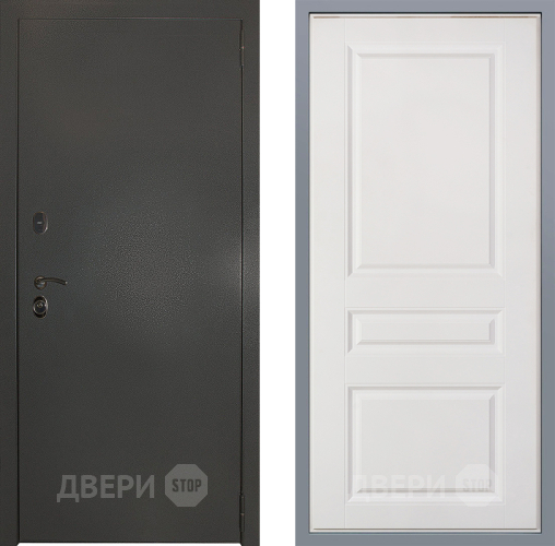Дверь Заводские двери Эталон 3к антик серебро Стокгольм Белый софт в Апрелевке
