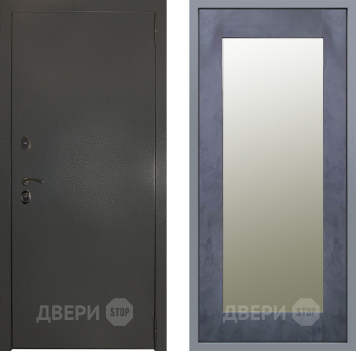 Дверь Заводские двери Эталон 3к антик серебро Зеркало Модерн Бетон темный в Апрелевке