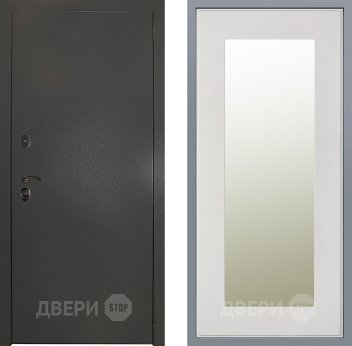 Дверь Заводские двери Эталон 3к антик серебро Зеркало Модерн Белый софт в Апрелевке