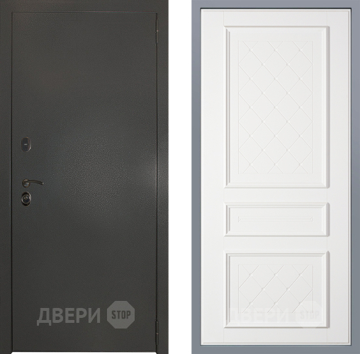 Дверь Заводские двери Эталон 3к антик серебро Урбино Белый софт в Апрелевке