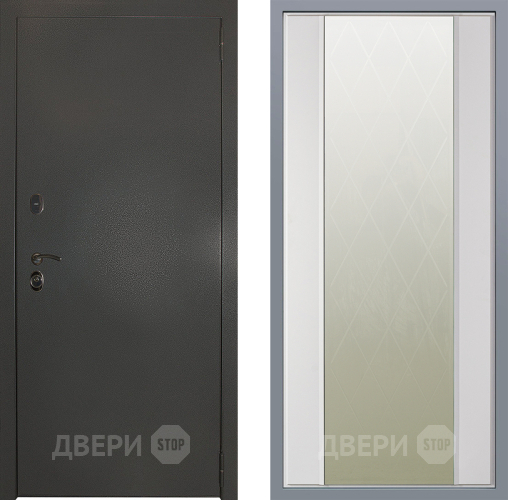 Дверь Заводские двери Эталон 3к антик серебро Зеркало Ампир Белый софт в Апрелевке