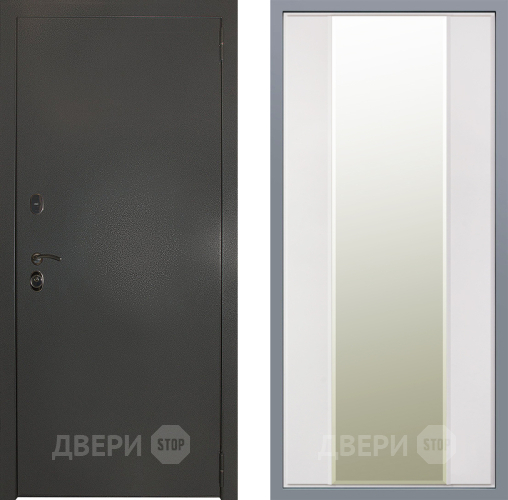 Дверь Заводские двери Эталон 3к антик серебро Зеркало Макси Белый матовый в Апрелевке