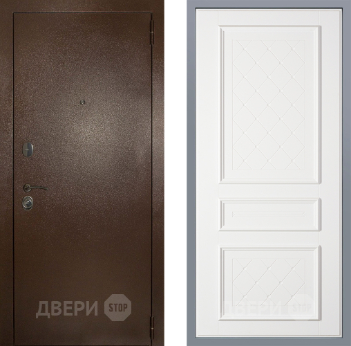 Дверь Заводские двери Эталон 3к антик медь Урбино Белый софт в Апрелевке