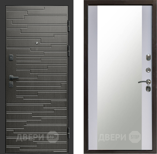 Входная металлическая Дверь Престиж Rivera Зеркало Белый софт в Апрелевке