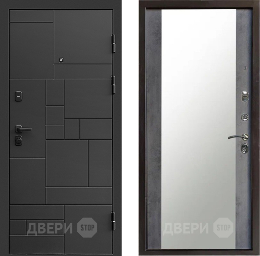 Входная металлическая Дверь Престиж Kvadro Зеркало Бетон темный в Апрелевке
