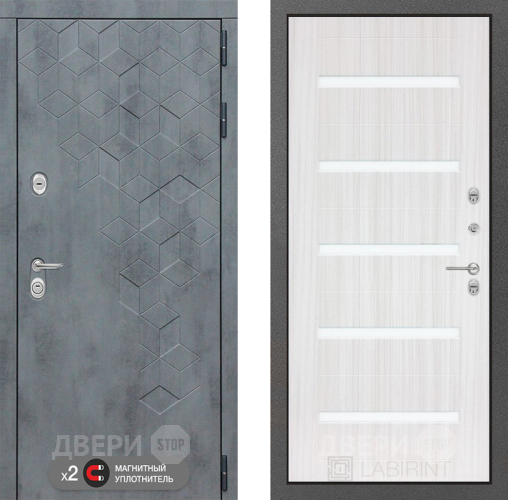 Входная металлическая Дверь Лабиринт (LABIRINT) Бетон 01 Сандал белый в Апрелевке