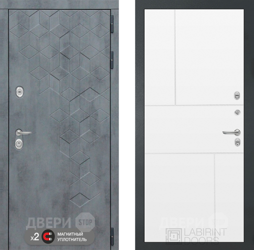 Входная металлическая Дверь Лабиринт (LABIRINT) Бетон 21 Белый софт в Апрелевке