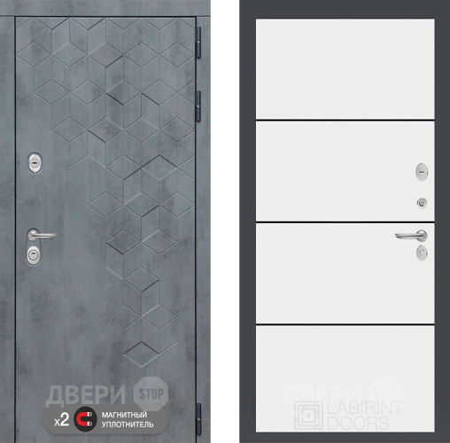 Дверь Лабиринт (LABIRINT) Бетон 25 Белый софт в Апрелевке