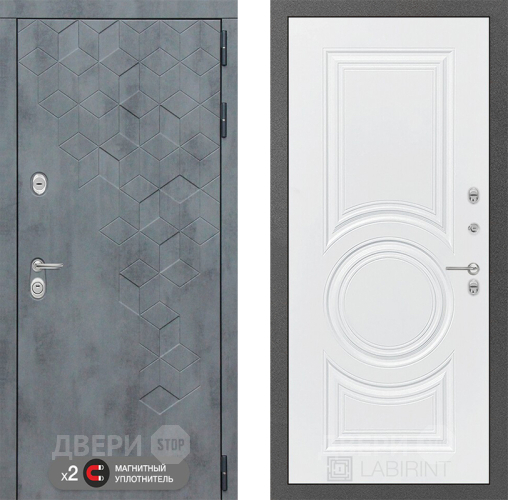 Входная металлическая Дверь Лабиринт (LABIRINT) Бетон 23 Белый софт в Апрелевке