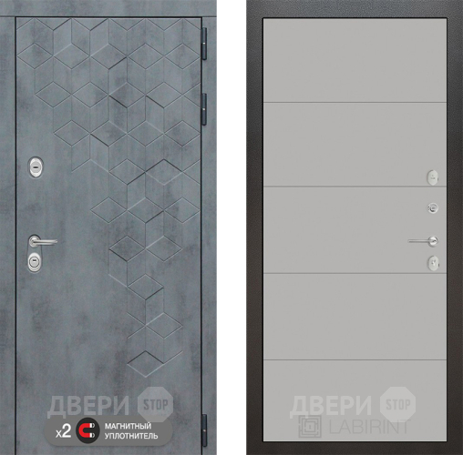 Входная металлическая Дверь Лабиринт (LABIRINT) Бетон 13 Грей софт в Апрелевке