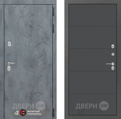 Входная металлическая Дверь Лабиринт (LABIRINT) Бетон 13 Графит софт в Апрелевке