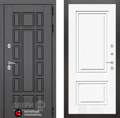 Входная металлическая Дверь Лабиринт (LABIRINT) New York 26 Белый (RAL-9003) в Апрелевке