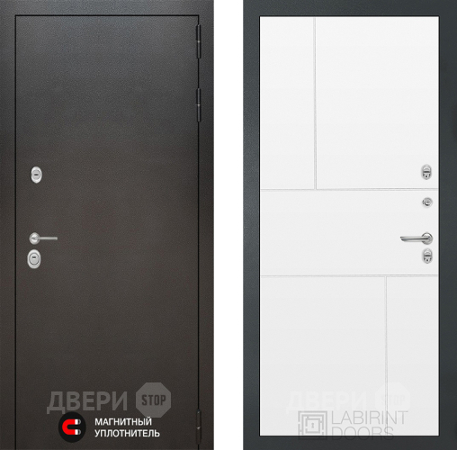 Входная металлическая Дверь Лабиринт (LABIRINT) Silver 21 Белый софт в Апрелевке
