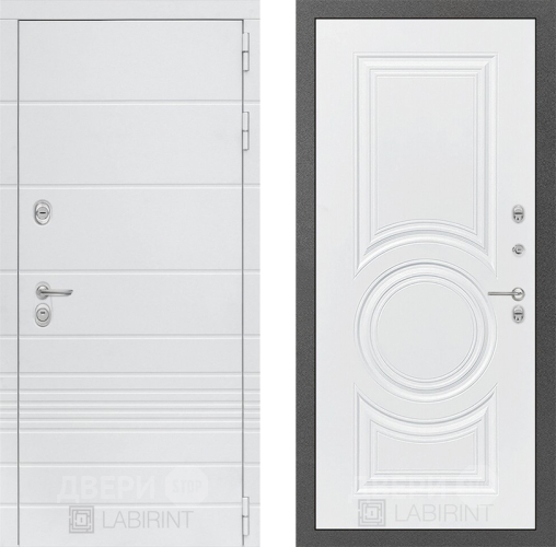 Входная металлическая Дверь Лабиринт (LABIRINT) Трендо 23 Белый софт в Апрелевке