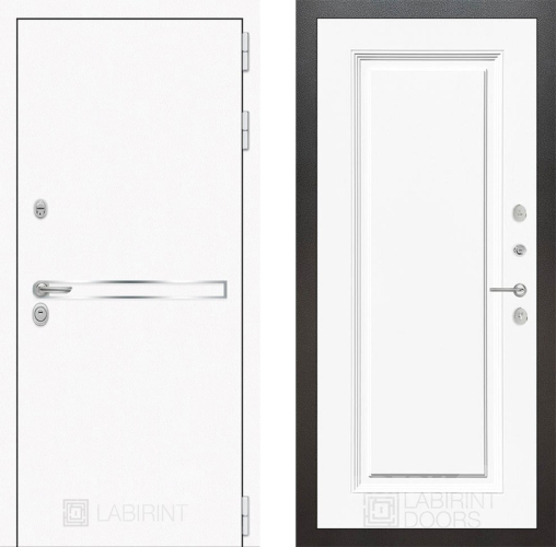 Входная металлическая Дверь Лабиринт (LABIRINT) Лайн White 27 Белый (RAL-9003) в Апрелевке