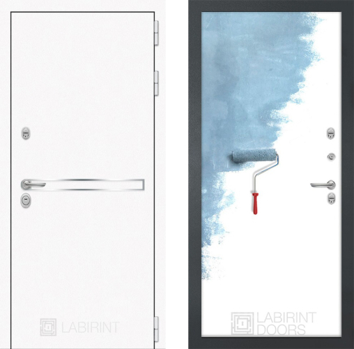 Входная металлическая Дверь Лабиринт (LABIRINT) Лайн White 28 Под покраску в Апрелевке