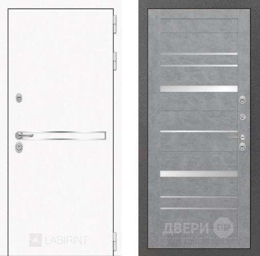 Входная металлическая Дверь Лабиринт (LABIRINT) Лайн White 20 Бетон светлый в Апрелевке