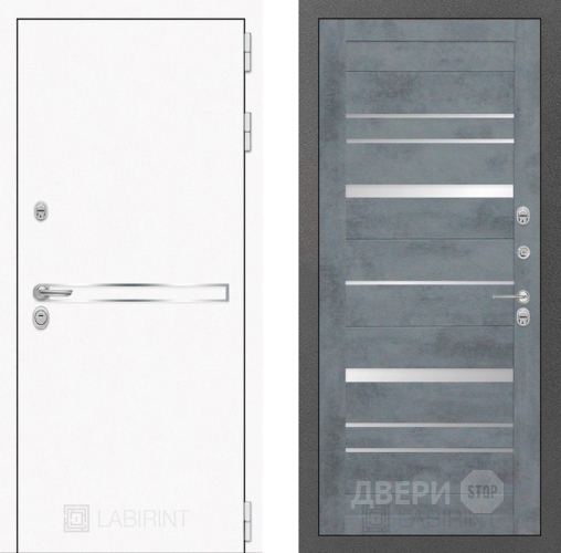 Входная металлическая Дверь Лабиринт (LABIRINT) Лайн White 20 Бетон темный в Апрелевке