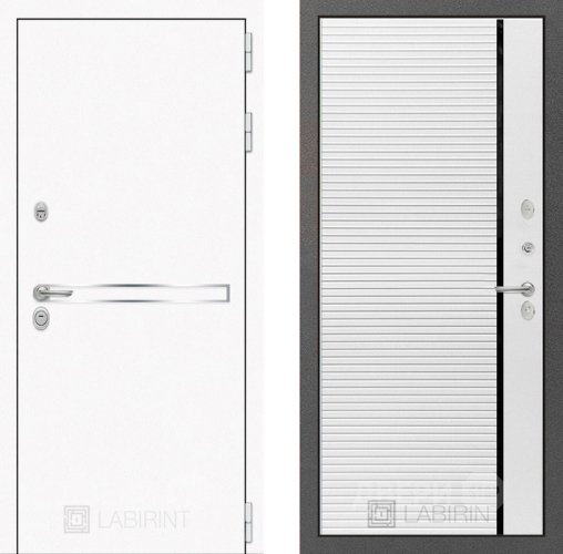 Входная металлическая Дверь Лабиринт (LABIRINT) Лайн White 22 Белый софт в Апрелевке