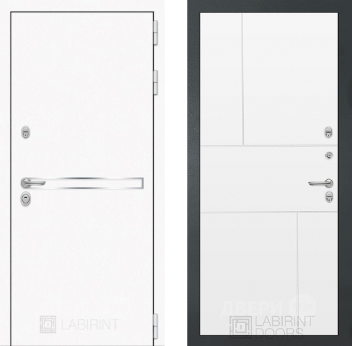 Входная металлическая Дверь Лабиринт (LABIRINT) Лайн White 21 Белый софт в Апрелевке