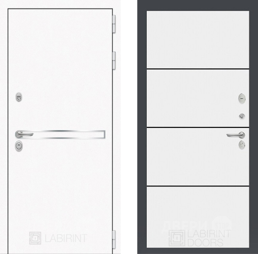 Входная металлическая Дверь Лабиринт (LABIRINT) Лайн White 25 Белый софт в Апрелевке