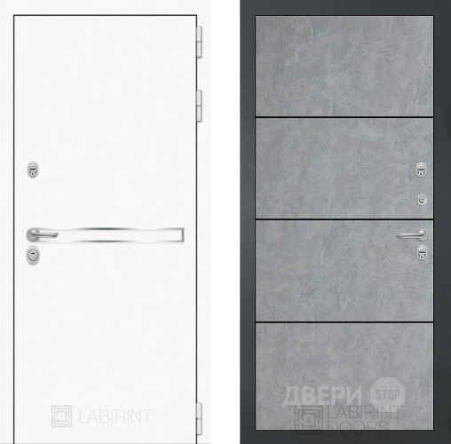 Входная металлическая Дверь Лабиринт (LABIRINT) Лайн White 25 Бетон светлый в Апрелевке