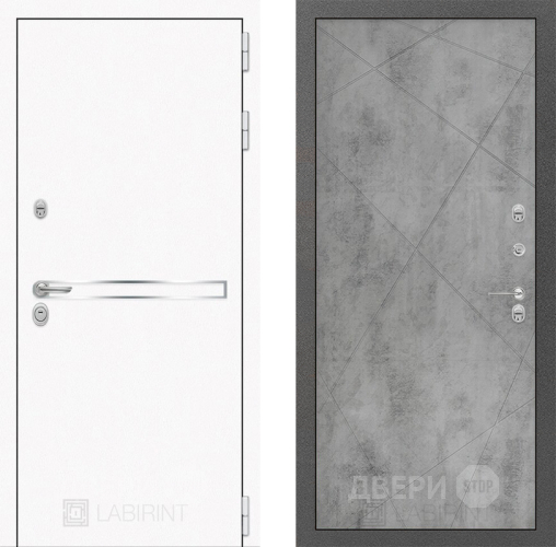 Входная металлическая Дверь Лабиринт (LABIRINT) Лайн White 24 Бетон светлый в Апрелевке