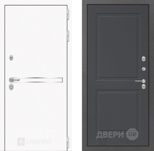 Входная металлическая Дверь Лабиринт (LABIRINT) Лайн White 11 Графит софт в Апрелевке