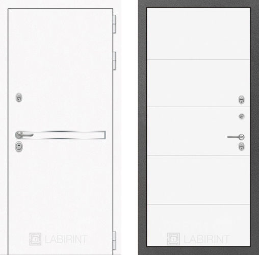 Входная металлическая Дверь Лабиринт (LABIRINT) Лайн White 13 Белый софт в Апрелевке