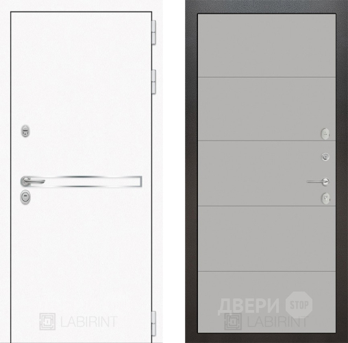 Входная металлическая Дверь Лабиринт (LABIRINT) Лайн White 13 Грей софт в Апрелевке