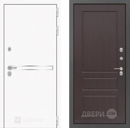 Входная металлическая Дверь Лабиринт (LABIRINT) Лайн White 03 Орех премиум в Апрелевке
