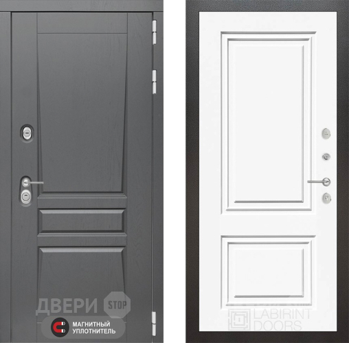 Входная металлическая Дверь Лабиринт (LABIRINT) Платинум 26 Белый (RAL-9003) в Апрелевке