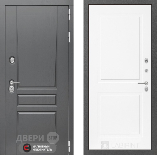 Входная металлическая Дверь Лабиринт (LABIRINT) Платинум 11 Белый софт в Апрелевке