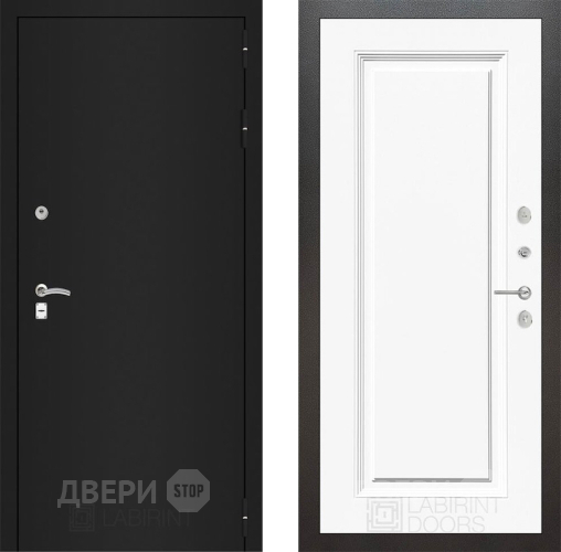 Входная металлическая Дверь Лабиринт (LABIRINT) Classic шагрень черная 27 Белый (RAL-9003) в Апрелевке