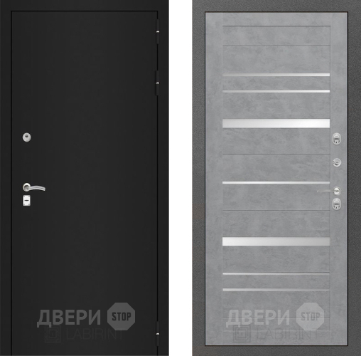 Входная металлическая Дверь Лабиринт (LABIRINT) Classic шагрень черная 20 Бетон светлый в Апрелевке