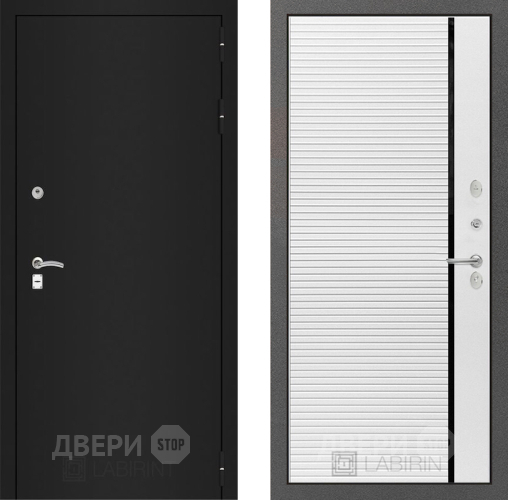 Дверь Лабиринт (LABIRINT) Classic шагрень черная 22 Белый софт в Апрелевке