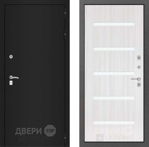 Входная металлическая Дверь Лабиринт (LABIRINT) Classic шагрень черная 01 Сандал белый в Апрелевке