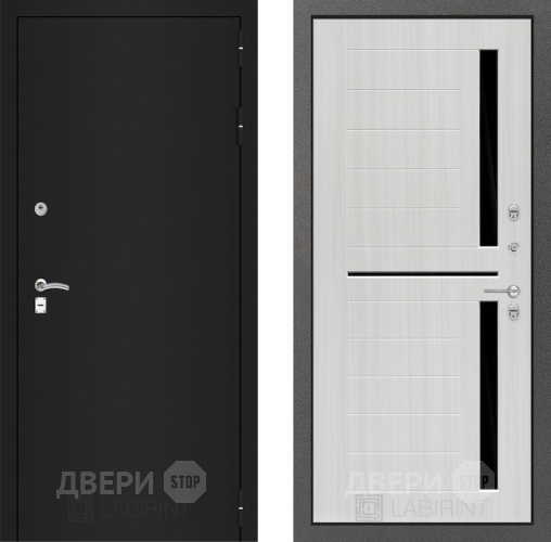 Входная металлическая Дверь Лабиринт (LABIRINT) Classic шагрень черная 02 Сандал белый в Апрелевке