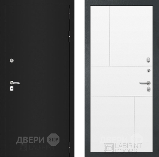 Дверь Лабиринт (LABIRINT) Classic шагрень черная 21 Белый софт в Апрелевке