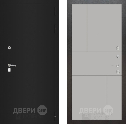 Входная металлическая Дверь Лабиринт (LABIRINT) Classic шагрень черная 21 Грей софт в Апрелевке